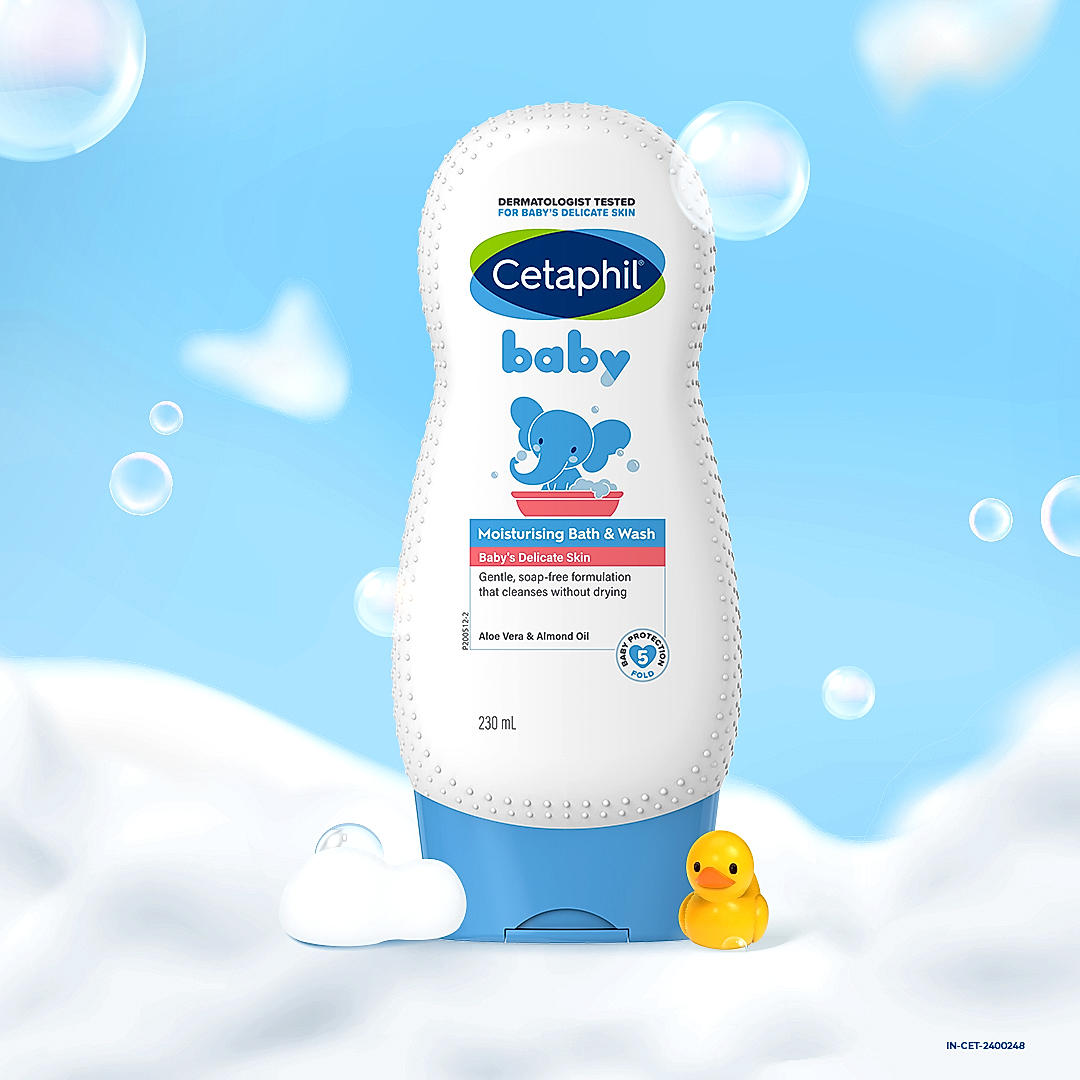 Back label of Cetaphil Baby Bath & Wash with ingredients