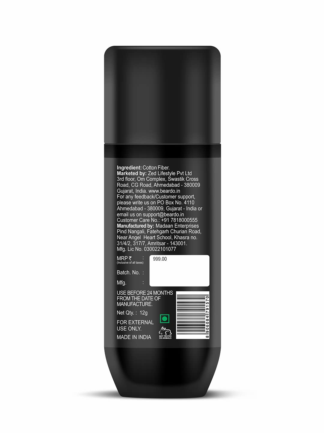 Before and after comparison using Beardo Hair Building Fiber.