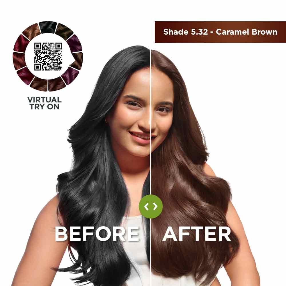 Garnier Caramel Brown Before and After Hair Colour Result