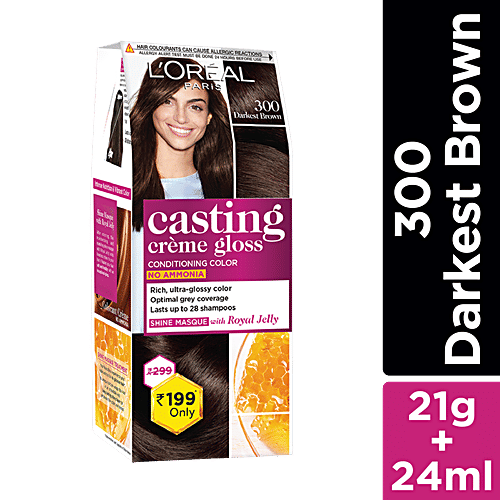 L'Oreal  Paris Hair Colour - Casting Crème Gloss, 300 Darkest Brown, 45g Small Pack2