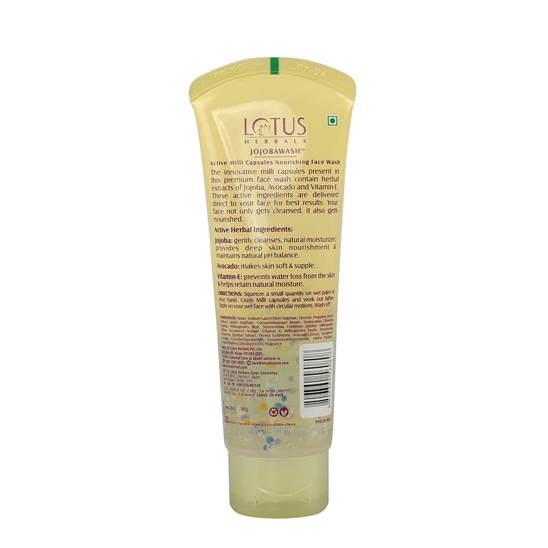 Lotus Herbals Jojobawash Active Milli Capsules Nourishing Face Wash, 80g