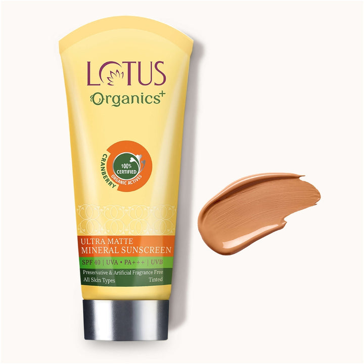 Lotus Organics Ultra Matte Mineral Sunscreen SPF 40 PA+++ (50g) | Oil-Free, Matte Finish