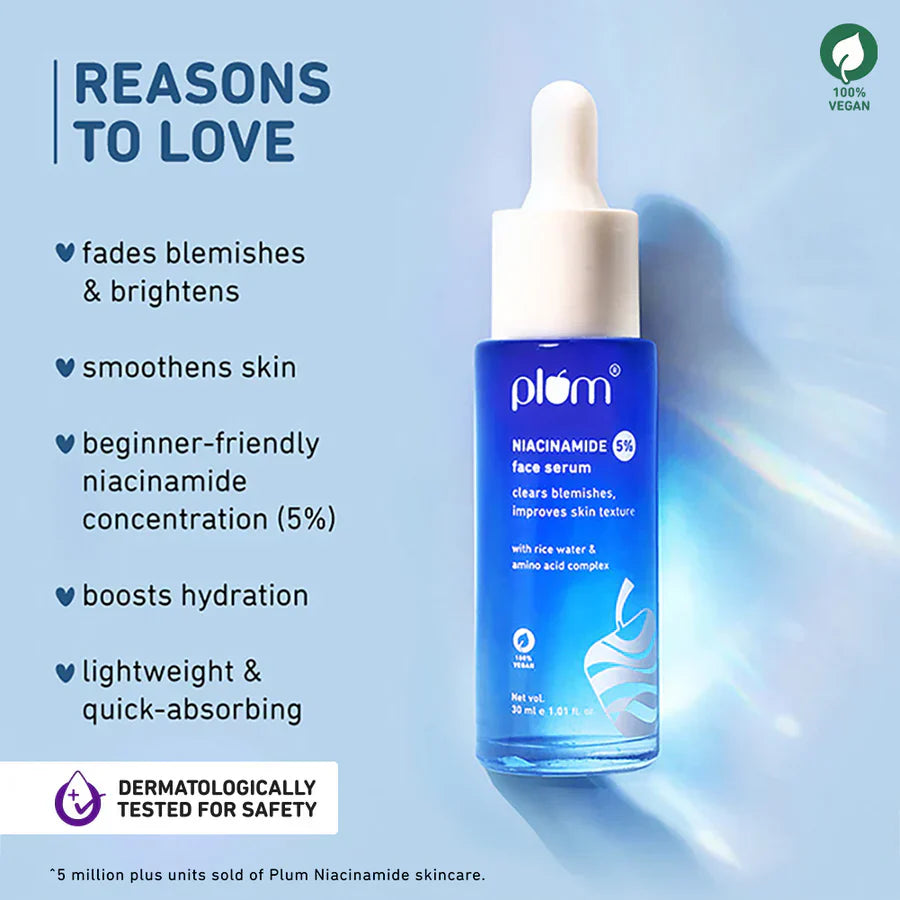 Plum 5% Niacinamide Face Serum with Rice Water for smooth skin House of Ateeq