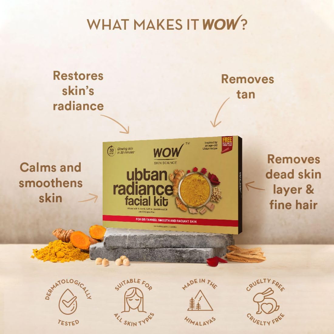 Product shot with rosewater and sandalwood backdrop

